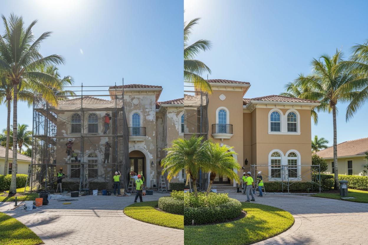 Exterior restoration work on Naples Florida home