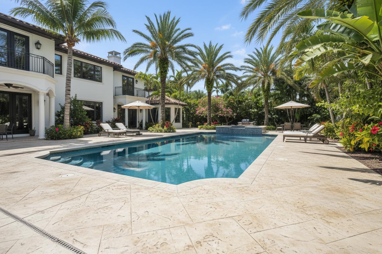 Pool deck concrete repair and resurfacing in Naples Florida